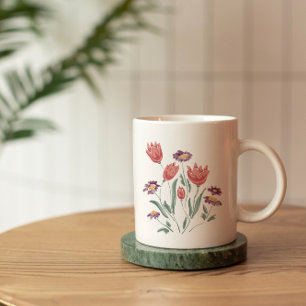 Caneca De Café Buquê de Flores Arranjos Florais Delicados