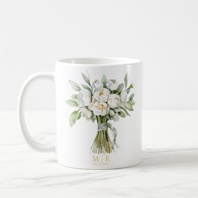 Caneca De Café Buquê de Flores de Casamento (Esquerda)