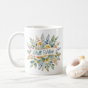 Caneca De Café Buquê de Flores de Outono em Aquarela Estiloso e A