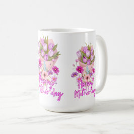 Caneca De Café Buquê de flores do dia das mães
