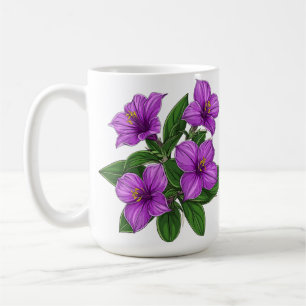 Caneca De Café Buquê de Flores Roxas