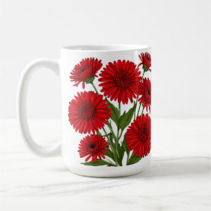 Caneca De Café Buquê de Gérbera Vermelha