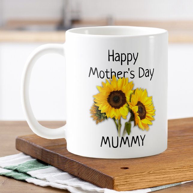 Caneca De Café Buquê de Girassóis para o Dia das Mães Mamãe (Mother's Day Mummy Sunflower Bouquet Coffee Mug)
