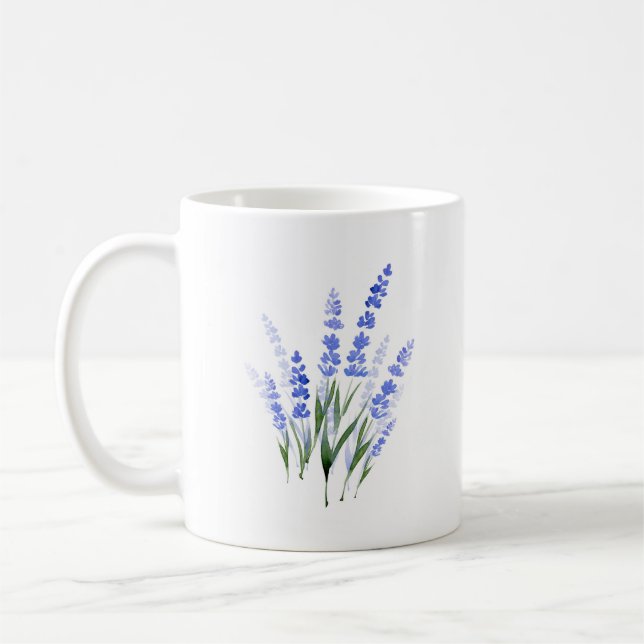 Caneca De Café Buquê de Lavanda de Aquarela (Esquerda)