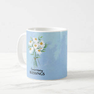 Caneca De Café Buquê de Margaridas para Bênçãos de Aniversário de