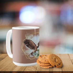 Caneca De Café Buquê de Moldura de Águia Aquarela