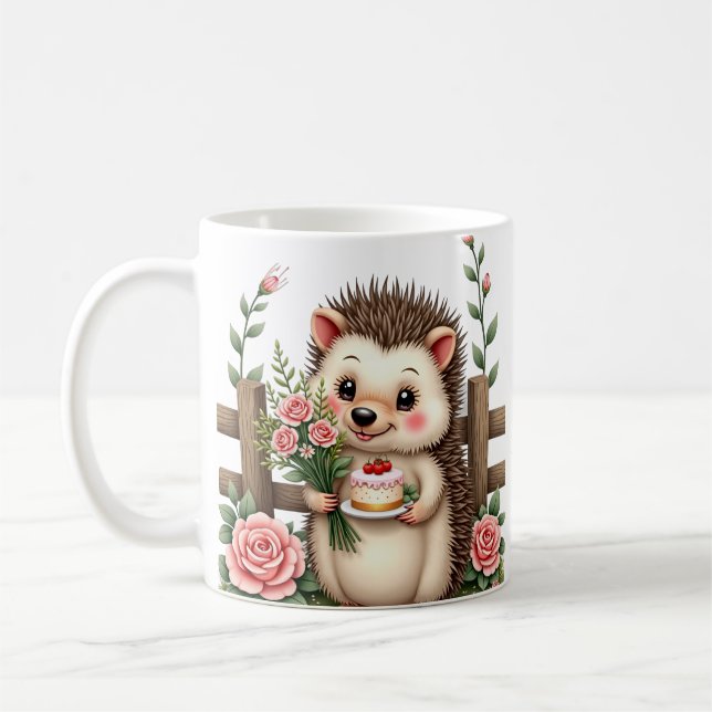Caneca De Café Buquê De Noiva Casamento Ouriço Fofo Presente Para (Esquerda)
