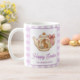 Caneca De Café Buquê de Páscoa Personalizado da Família em Xadrez