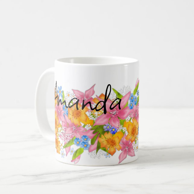 Caneca De Café Buquê de primavera (Frente Esquerda)