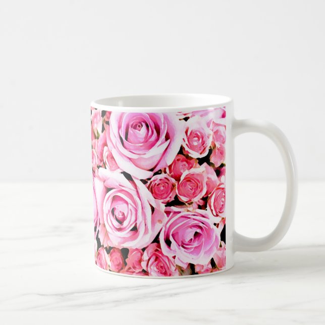 Caneca De Café Buquê de rosa rosa (Direita)