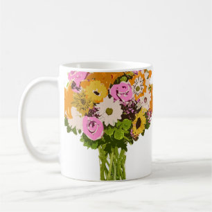Caneca De Café Buquê Flor na Pintura Vase