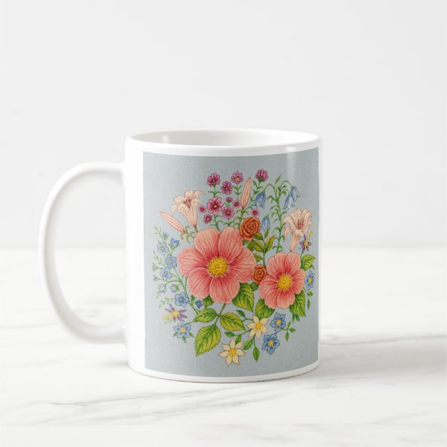 Caneca De Café Buquê Floral Clássico (Esquerda)