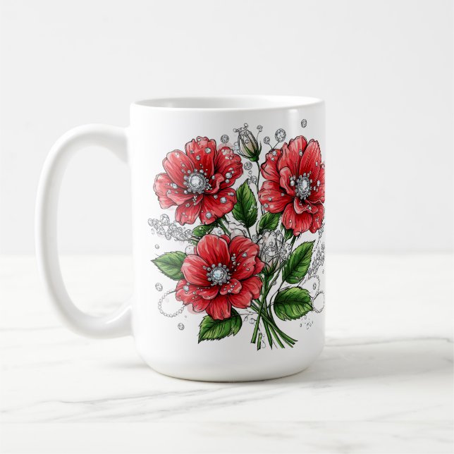 Caneca De Café Buquê Floral Colorido (Esquerda)
