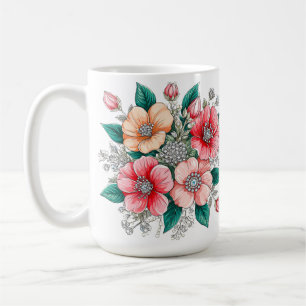 Caneca De Café Buquê Floral Colorido