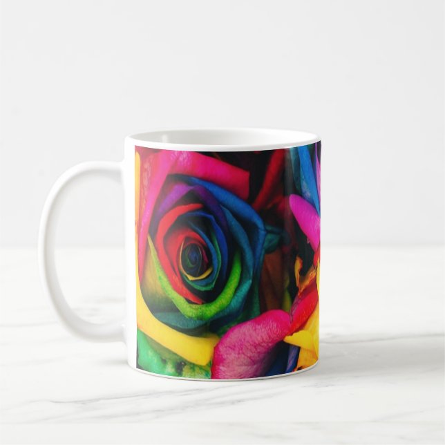 Caneca De Café Buquê Rosa arco-íris (Esquerda)
