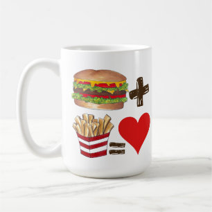Caneca De Café Burger Clássico de Emparelhamento de Comidas + Fri