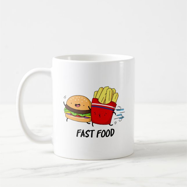 Caneca De Café Burger Engraçado De Comida Rápido E Fries Pun (Esquerda)