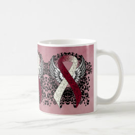 Caneca De Café Burgundy and Ivory Ribbon with Wings Coffee Mug