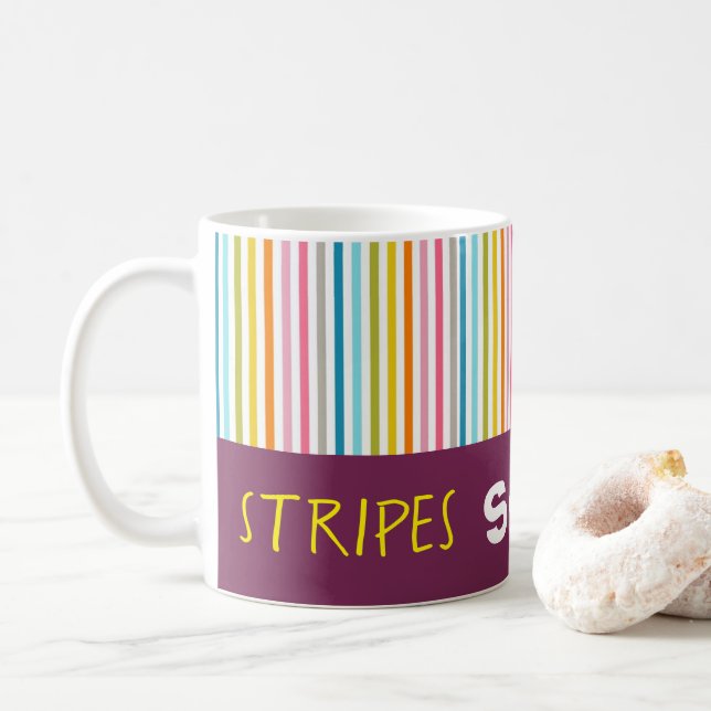 Caneca De Café Burgundy Stripe Mug (Com Donut)