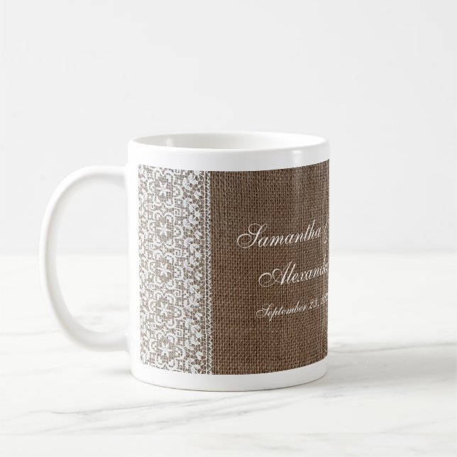 Caneca De Café Burlap e Lace Simples (Esquerda)