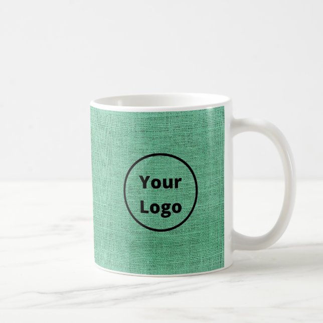 Caneca De Café Burlap verde com logotipo personalizado (Direita)
