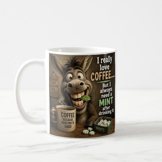 Caneca De Café Burro Goofy Amante de Café com Mentas (Esquerda)