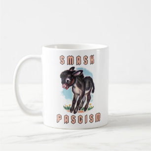 Caneca De Café Burro Retro Fofo- Esmague o Fascismo