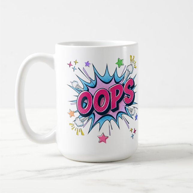 Caneca De Café Burst Cômico OOPS (Esquerda)