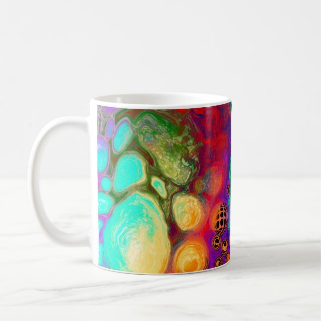 Caneca De Café Burst de Cores de Arte Fluida Digital (Esquerda)