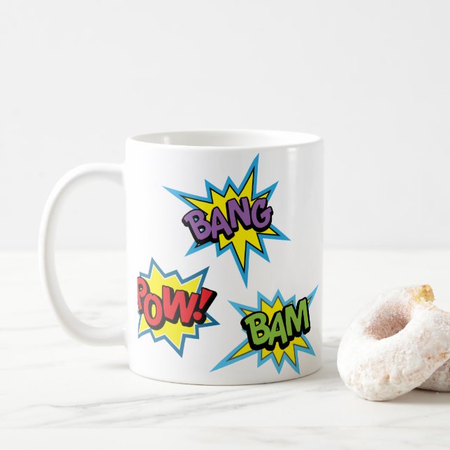 Caneca De Café Bursts de Super Heróis (Com Donut)
