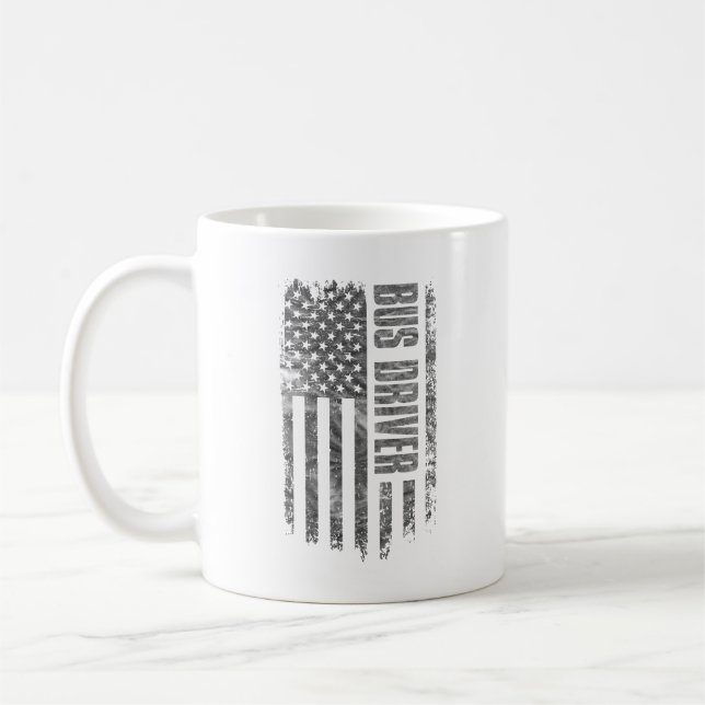 Caneca De Café Bus Driver USA Flag Distressed design (Esquerda)