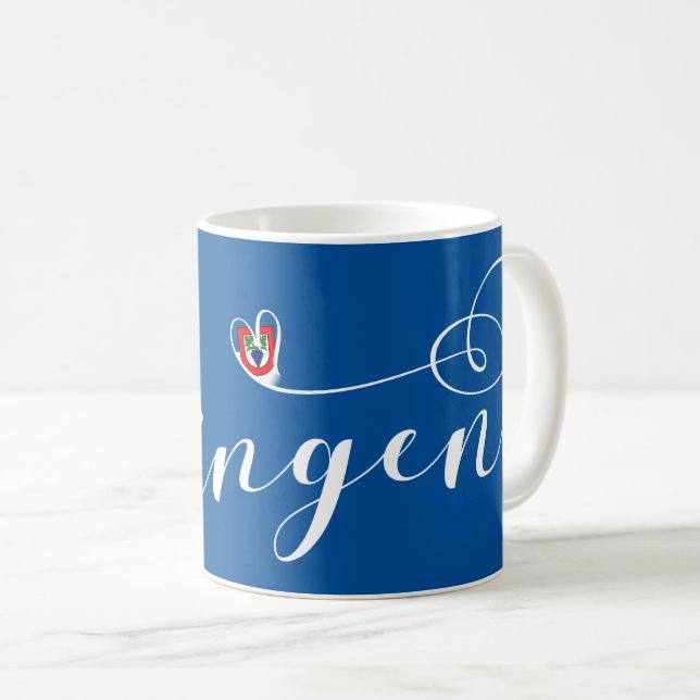 Caneca De Café Büsingen Flag Heart, Büsingen am Hochrhein (Frente Esquerda)