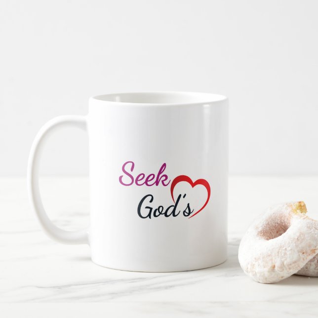 Caneca De Café Busque o Coração de Deus  (Com Donut)