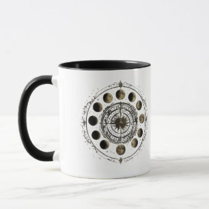 Caneca de Café Bússola de Fases da Lua Vintage