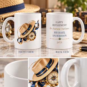 Caneca De Café Bússola Vintage Feliz Aposentadoria Azul Marinho D
