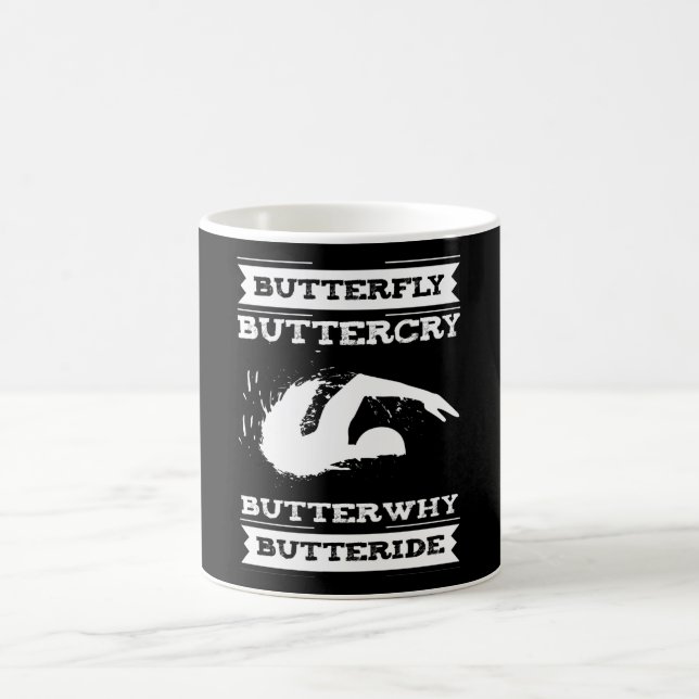 Caneca De Café Butterfly Buttercry Butterwhy - Swimmer Design (Centro)