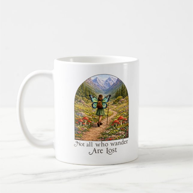 Caneca De Café Butterfly Fairy Mountain Hiker | Fairycore Flower (Esquerda)