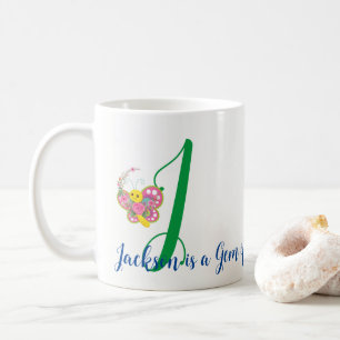 Caneca De Café Butterfly - Letra J Floral Mug