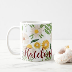 Caneca De Café Butterfly - Letra K Floral Mug