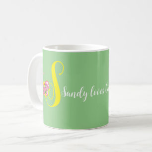 Caneca De Café Butterfly - Letra S Floral Mug