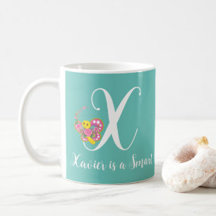 Caneca De Café Butterfly - Letra X Floral Mug