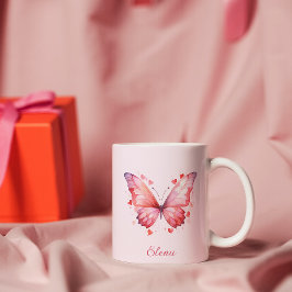 Caneca De Café Butterfly Love | Feminina | Nome personalizado