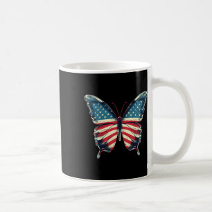 Caneca De Café Butterfly Usa Flag Vintage Cute American 4th Of Ju