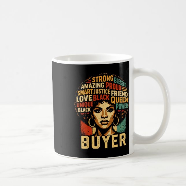 Caneca De Café Buyer Black History Month Powerful Black Pride Art (Direita)