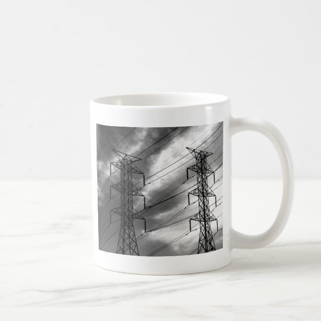 Caneca De Café Bw do dbl da linha eléctrica (Direita)