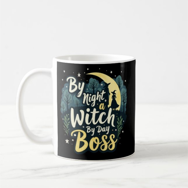 Caneca De Café By Night Witch By Day Boss Halloween Women's (Esquerda)