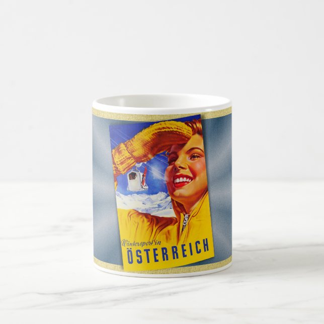 Caneca De Café c1950 CARTAZ DE VIAGEM ÁUSTRIA MCM  (Centro)