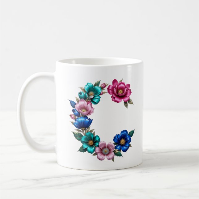 Caneca De Café C Café Mug - Design floral para doação (Esquerda)