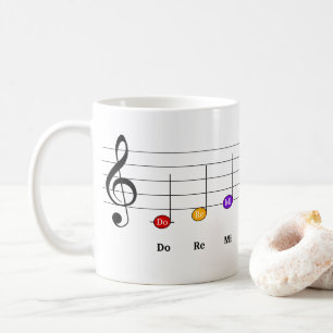 Caneca De Café C Grande Escala em Crianças Clef Treble Literacia 