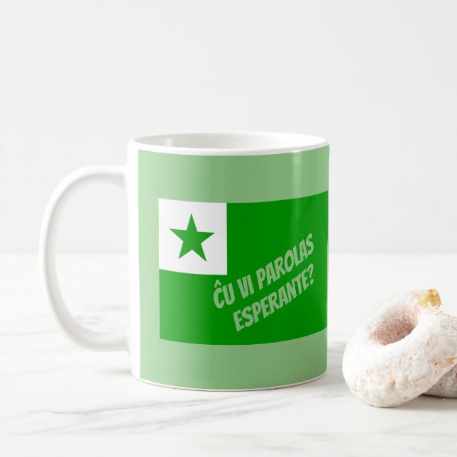 Caneca De Café Ĉ vc parolas Esperante? (Com Donut)